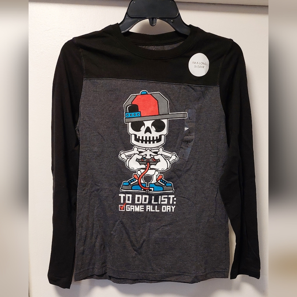 🤑5/$25 NWT HYBRID Skelton Gamer Long Sleeve Tee